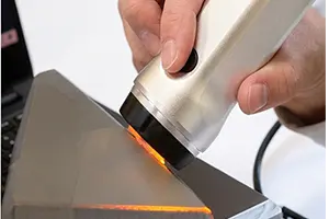 Close-up of a GelSight surface scan in use